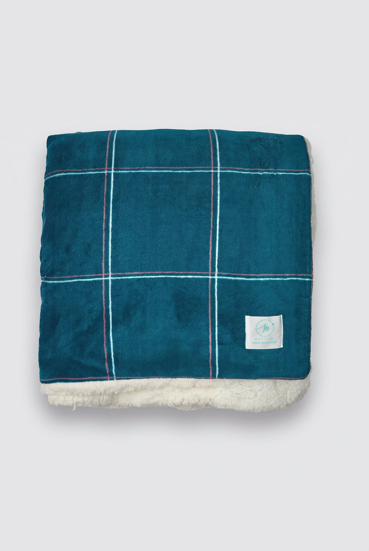 Checked shearling blanket