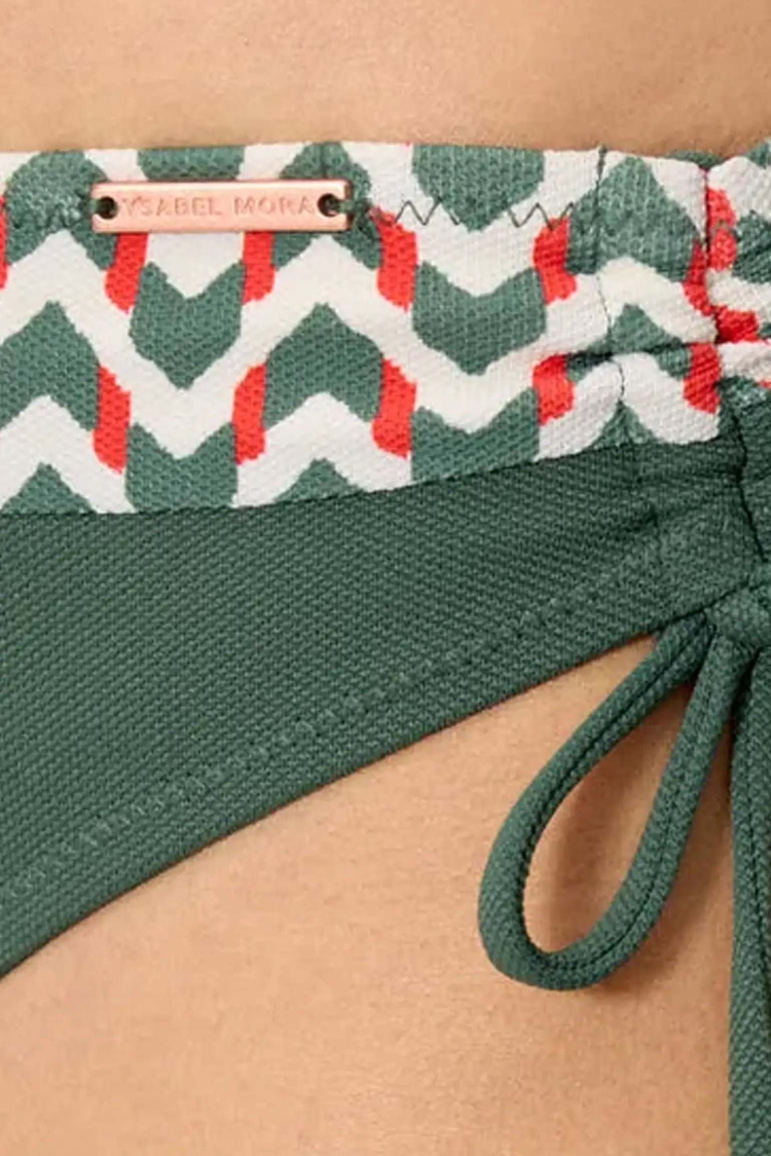 bottle green printed micropiqué midi bikini briefs