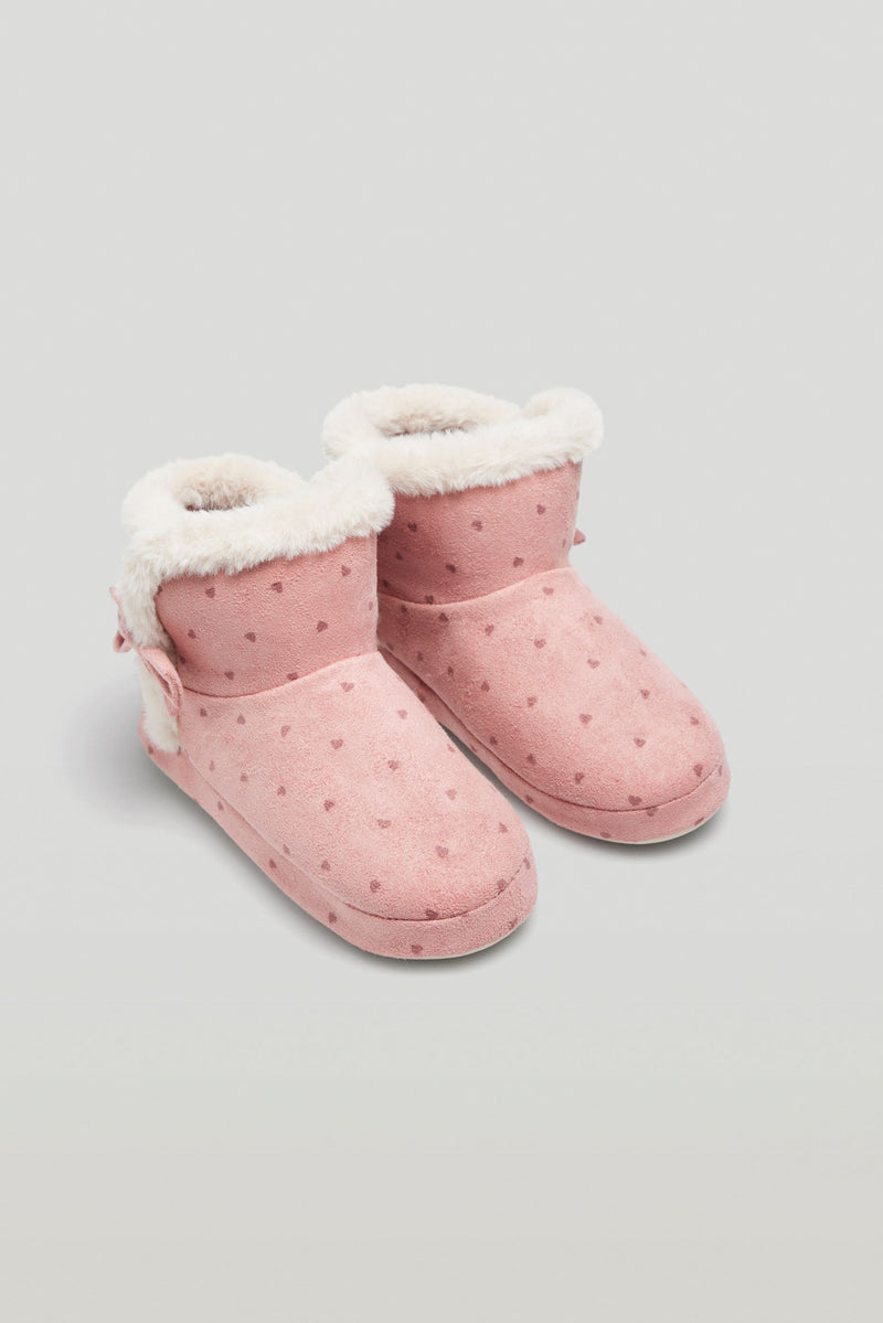 Slippers boots heart print